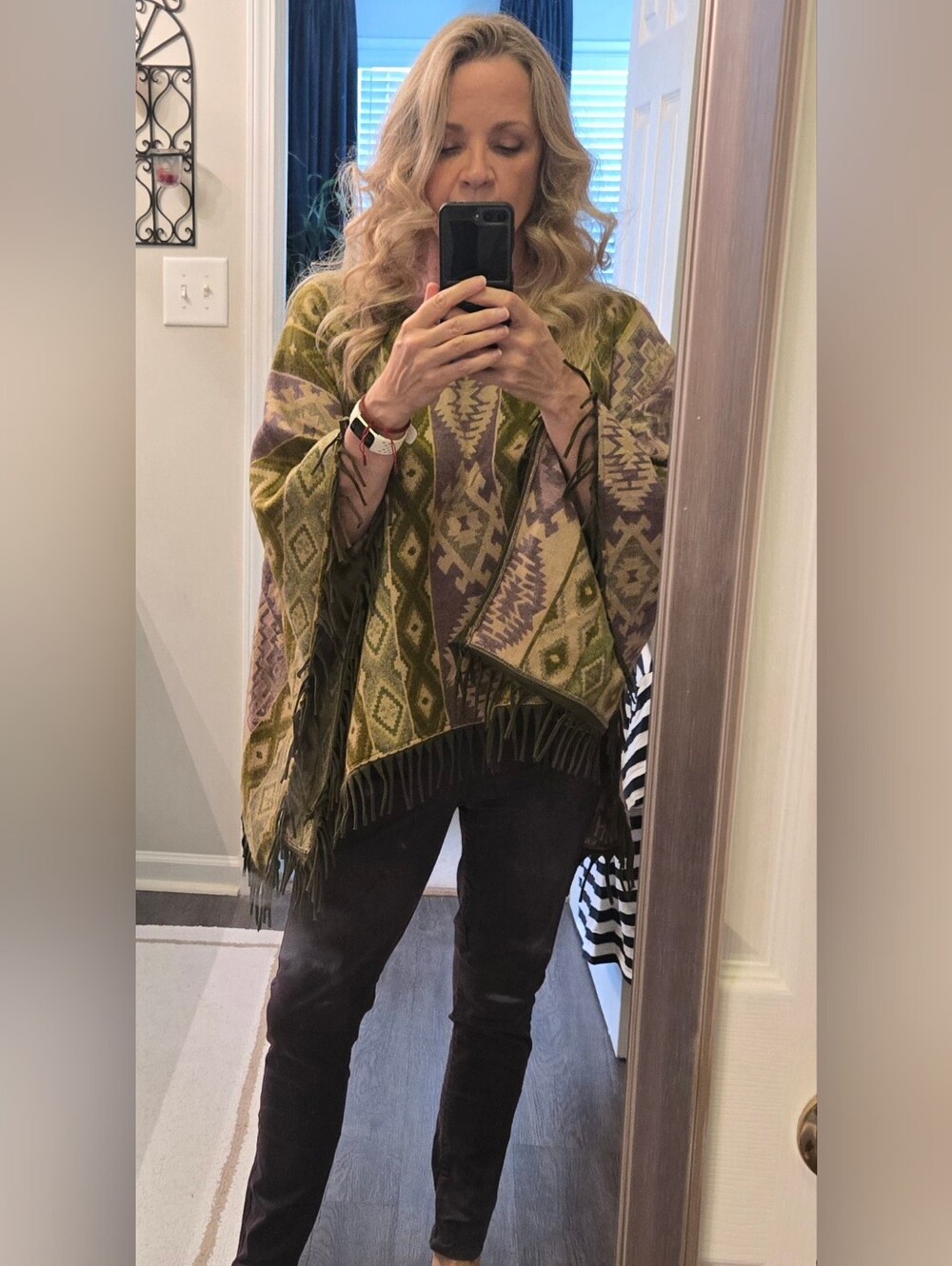 Poncho & Coated Jeans Set